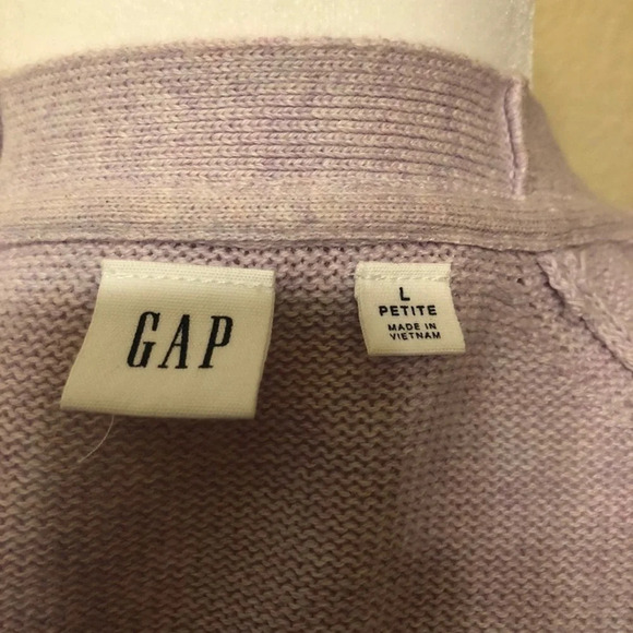 GAP Light Purple Crewneck Button Cardigan 100% cotton size large petite - Picture 4 of 5
